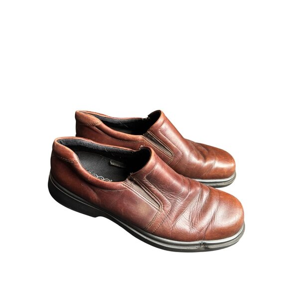 Ecco Mens Brown Leather Slip-On Shoes Size 47EU Size 12 - Picture 2 of 7